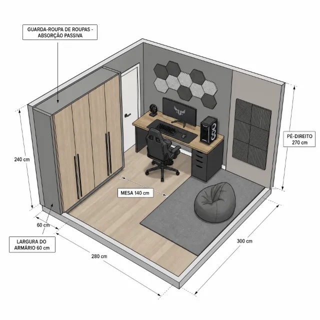 Projeto Acústico 3D Home Office